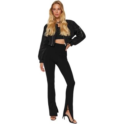 Trendyol dam TWOAW24PL00122 byxor, svart, M, Svart, M Trendyol dam TWOAW24PL00122 byxor, svart, M, Svart, M