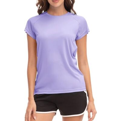 MEETWEE Dam surfskjorta Rash Guard UV-skjortor simning Tankini UPF 50+ kortärmad badskjorta badmode skjorta, Rosa lila, L MEETWEE Dam surfskjorta Rash Guard UV-skjortor simning Tankini UPF 50+ kortärmad badskjorta badmode skjorta, Rosa lila, L