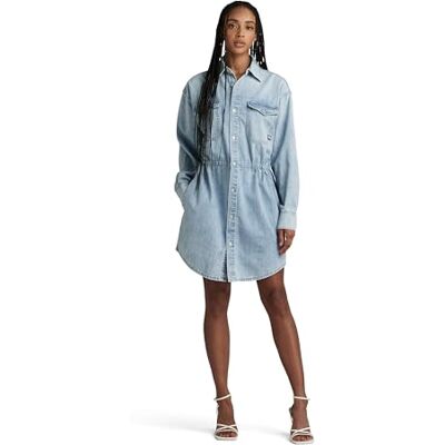 G-STAR RAW avslappnad dragsko denim klänning, Blå (Sun Faded Blue Mist D24353-d252-g342), M G-STAR RAW avslappnad dragsko denim klänning, Blå (Sun Faded Blue Mist D24353-d252-g342), M