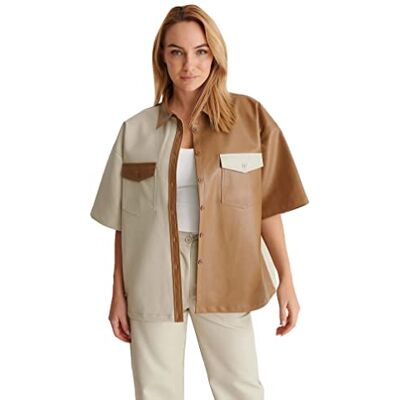 NA-KD Oversize kortärmad Pu Shirt Dam, Flerfärgad, 40 NA-KD Oversize kortärmad Pu Shirt Dam, Flerfärgad, 40