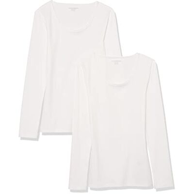 Amazon Essentials kvinnors Slim-Fit Rib Scoop Neck Rib tröja (Finns i plusstorlek), paket med 2, vit, X-Large Amazon Essentials kvinnors Slim-Fit Rib Scoop Neck Rib tröja (Finns i plusstorlek), paket med 2, vit, X-Large