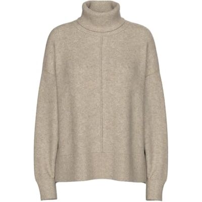 PIECES Damer Pcmalou Ls polotröja stickad Noos Bc stickad tröja, Taupe grå/detalj: melerad, L PIECES Damer Pcmalou Ls polotröja stickad Noos Bc stickad tröja, Taupe grå/detalj: melerad, L