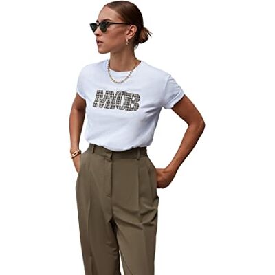 Trendyol Dam vanlig basic rundhalsad vävd T-shirt, Vitt, M Trendyol Dam vanlig basic rundhalsad vävd T-shirt, Vitt, M