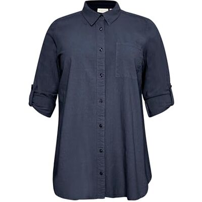 Kaffe Curve Plus-storlek damtröja tunic normal passform under långa ärmar, Midnight Marine, 42 stor Kaffe Curve Plus-storlek damtröja tunic normal passform under långa ärmar, Midnight Marine, 42 stor