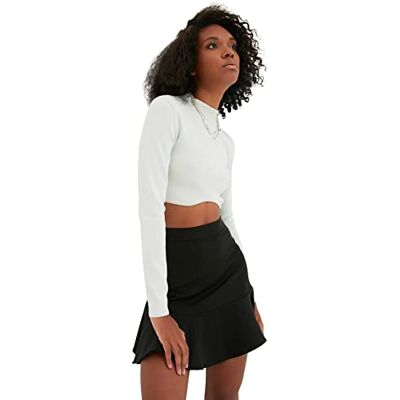 Trendyol Dam svart frilled kjol, svart, 34 Trendyol Dam svart frilled kjol, svart, 34