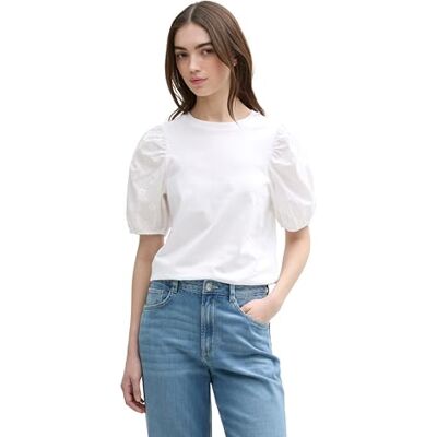 TOM TAILOR Denim dam-t-shirt med puffärmar, 20000 – vit, XL TOM TAILOR Denim dam-t-shirt med puffärmar, 20000 – vit, XL