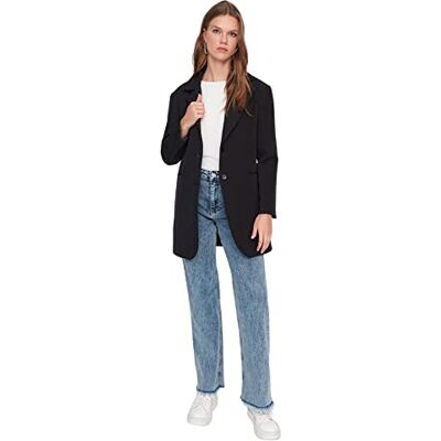 Trendyol Dam modest vanlig basic vanlig väv jacka coat, svart, 38, Schwarz, 38 Trendyol Dam modest vanlig basic vanlig väv jacka coat, svart, 38, Schwarz, 38