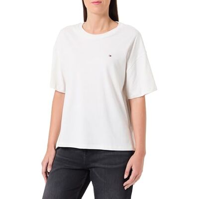 Tommy Hilfiger Dam SS JERSEY T-SHIRT UW0UW05763 S/S t-shirt, vit, L, Vit (elfenben), L Tommy Hilfiger Dam SS JERSEY T-SHIRT UW0UW05763 S/S t-shirt, vit, L, Vit (elfenben), L