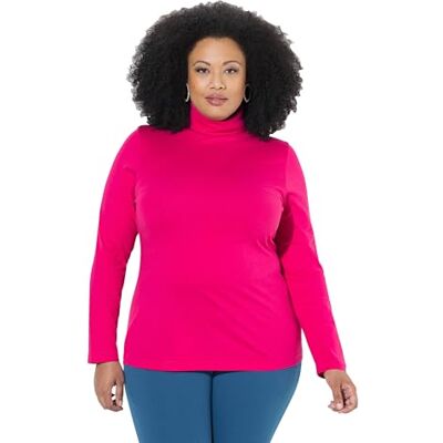 Ulla Popken damer stora storlekar, överdimensionerade plus size skjorta, polotröja, smal, långärmad, Röd rosa, 50-52 Ulla Popken damer stora storlekar, överdimensionerade plus size skjorta, polotröja, smal, långärmad, Röd rosa, 50-52