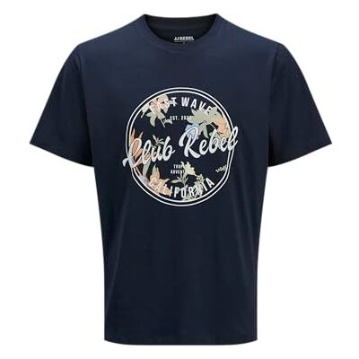 JJ REBEL Jrebbastian Flower Shape Tee Ss O-hals, Sky Captain, L JJ REBEL Jrebbastian Flower Shape Tee Ss O-hals, Sky Captain, L