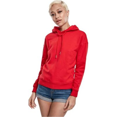 Urban Classics Ladies Hoody huvtröja för kvinnor gul basics, streetwear, Eldröd, XS plus size Urban Classics Ladies Hoody huvtröja för kvinnor gul basics, streetwear, Eldröd, XS plus size