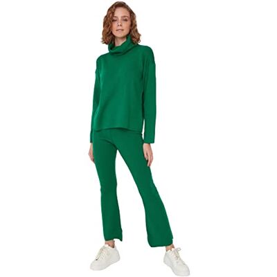 Trendyol Dam Kvinna Loungewear Normal midja Anpassade byxor, gRÖN, S Trendyol Dam Kvinna Loungewear Normal midja Anpassade byxor, gRÖN, S