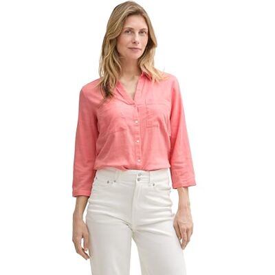 TOM TAILOR Damskjorta blus med linne, 14980 – rosenträ rosa, 36 TOM TAILOR Damskjorta blus med linne, 14980 – rosenträ rosa, 36