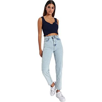 Trendyol Kvinnor hög midja breda ben mamma jeans, ljusblå, 38, Ljusblått, 64 SE Trendyol Kvinnor hög midja breda ben mamma jeans, ljusblå, 38, Ljusblått, 64 SE