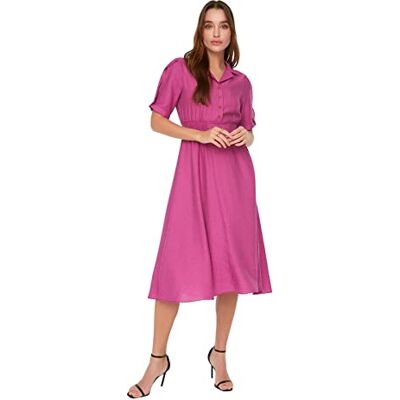 Trendyol Dam midi smock klänning normal vävd klänning, Plommon, 62 SE Trendyol Dam midi smock klänning normal vävd klänning, Plommon, 62 SE