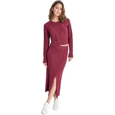 DKNY kvinnors cropped kabel långa ärmar, vinröd, medium, Burgund, M DKNY kvinnors cropped kabel långa ärmar, vinröd, medium, Burgund, M