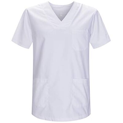 MISEMIYA Scrub Top Unisex Scrubs Medicinsk Uniform V-ringad Tunika Scrub Top 817, Vitt, XXL MISEMIYA Scrub Top Unisex Scrubs Medicinsk Uniform V-ringad Tunika Scrub Top 817, Vitt, XXL