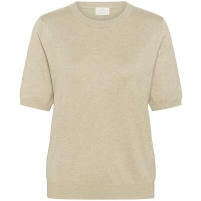 KAFFE Dam pullover kortärmad rund hals normal passform hip längd, Fjädergrå melange, XXL KAFFE Dam pullover kortärmad rund hals normal passform hip längd, Fjädergrå melange, XXL