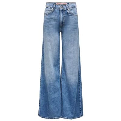 ONLY damjeans med brett ben ONLCALIFORNIA medium midja vida bensnitt jeans, Mellanblå denim, 30W / 30L ONLY damjeans med brett ben ONLCALIFORNIA medium midja vida bensnitt jeans, Mellanblå denim, 30W / 30L