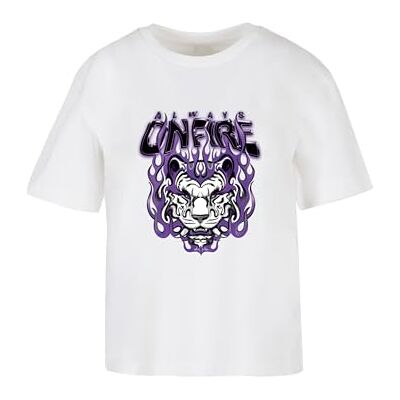 Dam-t-shirt, Always On Fire Tee, avslappnad t-shirt med fronttryck, normal passform, bomull, storlekar XS – 5XL, Vit, M Dam-t-shirt, Always On Fire Tee, avslappnad t-shirt med fronttryck, normal passform, bomull, storlekar XS – 5XL, Vit, M