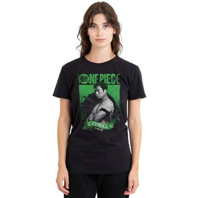 One Piece (Netflix Zoro etsat porträtt dam t-shirt, svart, Large, Svart, L One Piece (Netflix Zoro etsat porträtt dam t-shirt, svart, Large, Svart, L