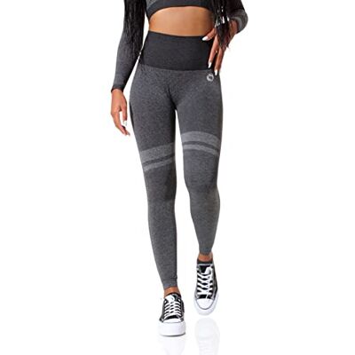 STARK SOUL Dam sömlös sport hög midja leggings, Svart-melerad, S STARK SOUL Dam sömlös sport hög midja leggings, Svart-melerad, S