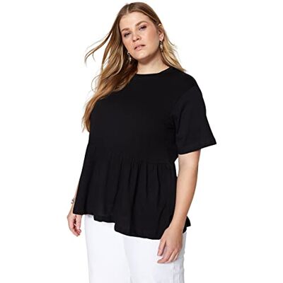 Trendyol Dam plusstorlek T-shirt-svart-avslappnad, Svart, XXL Plus Trendyol Dam plusstorlek T-shirt-svart-avslappnad, Svart, XXL Plus