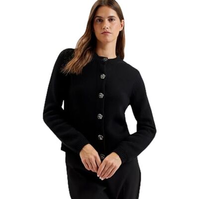 Ted Baker kvinnors Wmk-jaycey-rosa knapp rund hals cardigan tröja, Svart, 42 SE Ted Baker kvinnors Wmk-jaycey-rosa knapp rund hals cardigan tröja, Svart, 42 SE
