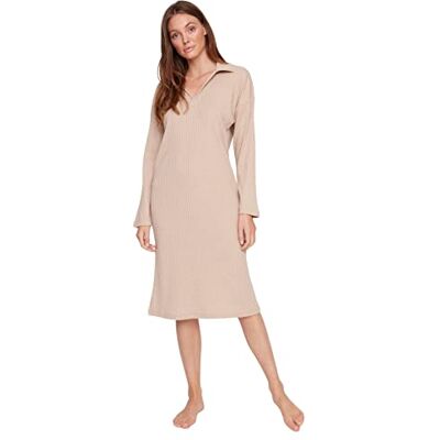 Trendyol Dam Mini Bodycon Crew Neck Knitwear klänning, BRUN, L Trendyol Dam Mini Bodycon Crew Neck Knitwear klänning, BRUN, L