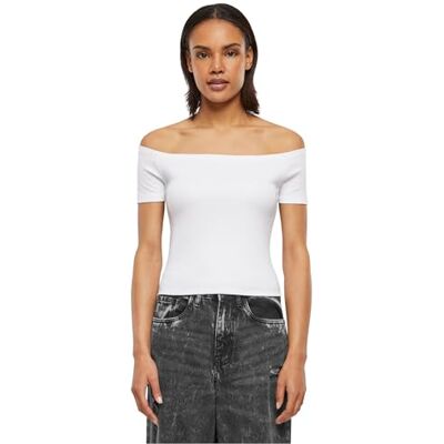 Urban Classics Dam Ladies Organic Off Shoulder Rib Tee, Vit, XXL Urban Classics Dam Ladies Organic Off Shoulder Rib Tee, Vit, XXL