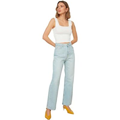 Trendyol Dam jeans, Genomskinlig blå, 36 SE Trendyol Dam jeans, Genomskinlig blå, 36 SE