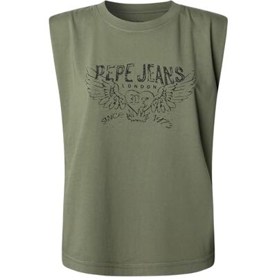 Pepe Jeans dam Bertha t-shirt, grön (Khaki Green), S, Grön (Khaki-grön), S Pepe Jeans dam Bertha t-shirt, grön (Khaki Green), S, Grön (Khaki-grön), S