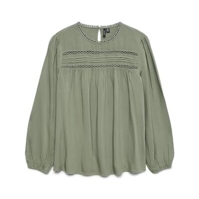 VERO MODA Vmdebbie Ls Pleat Top WVN Ga Noos, Laurelkrans, XS VERO MODA Vmdebbie Ls Pleat Top WVN Ga Noos, Laurelkrans, XS