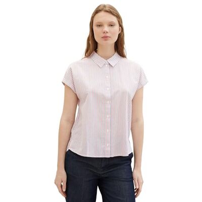 TOM TAILOR Denim damblus, 34879 – blå röd vit vertikal remsa, XS TOM TAILOR Denim damblus, 34879 – blå röd vit vertikal remsa, XS