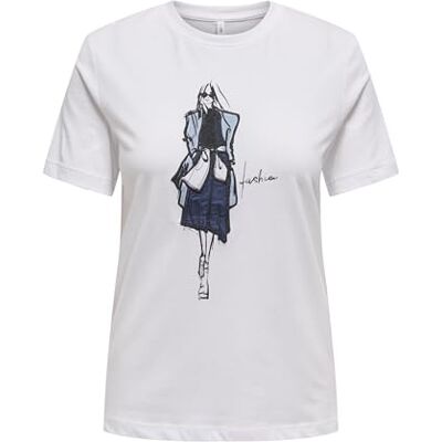 ONLY dam-t-shirt ONLEMMA T-shirt, Ljus vit, XS ONLY dam-t-shirt ONLEMMA T-shirt, Ljus vit, XS