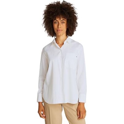Tommy Hilfiger kvinnors ESS POPLIN lättpassande skjorta WW0WW45612 L/S skjorta, vit, 40, Vit (Th Optic White), 66 SE Tommy Hilfiger kvinnors ESS POPLIN lättpassande skjorta WW0WW45612 L/S skjorta, vit, 40, Vit (Th Optic White), 66 SE