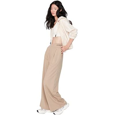 Trendyol Kvinnor hög midja vida ben byxor med vida ben, beige, S, BEIgE, S Trendyol Kvinnor hög midja vida ben byxor med vida ben, beige, S, BEIgE, S
