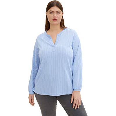 TOM TAILOR Damer Långärmad T-shirt 1037104, 31260 Dreamy Blue White Thin Stripe, 44 Plus size TOM TAILOR Damer Långärmad T-shirt 1037104, 31260 Dreamy Blue White Thin Stripe, 44 Plus size