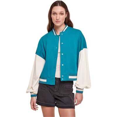Urban Classics kvinnors damer överdimensionerad 2 ton college frottéjacka jacka, vattengrön/vit, Vattengrön/vit, 5XL Urban Classics kvinnors damer överdimensionerad 2 ton college frottéjacka jacka, vattengrön/vit, Vattengrön/vit, 5XL