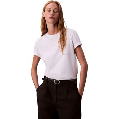 Calvin jeans kvinnors SS klassiska FOIL MONOLOGO TEE LV047D873G grafiska t-shirts, vit (lysande vit), S, Vit (lysande vit), S Calvin jeans kvinnors SS klassiska FOIL MONOLOGO TEE LV047D873G grafiska t-shirts, vit (lysande vit), S, Vit (lysande vit), S