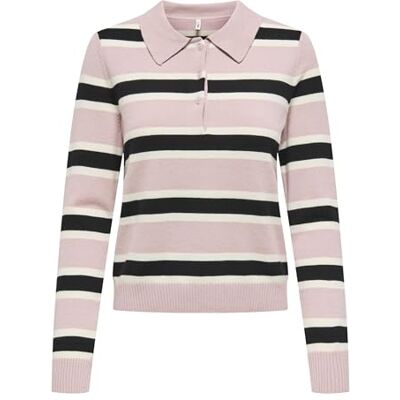 ONLY Onllondon Ls Stripe Polo Cc KNT, Burnished Lilac, XL ONLY Onllondon Ls Stripe Polo Cc KNT, Burnished Lilac, XL