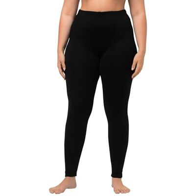 Ulla Popken dam, bomull, allround elastisk linning leggings, svart, 50W x 32L Ulla Popken dam, bomull, allround elastisk linning leggings, svart, 50W x 32L