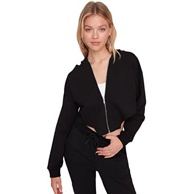 Trendyol Dam vanlig basic huva stickad tröja, Svart, XL Trendyol Dam vanlig basic huva stickad tröja, Svart, XL