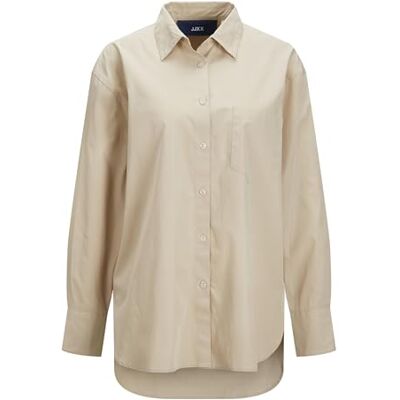 JJXX Jack & Jones Jxjamie Ls Relaxed Poplin Noos blus dam, brungrått, XL JJXX Jack & Jones Jxjamie Ls Relaxed Poplin Noos blus dam, brungrått, XL