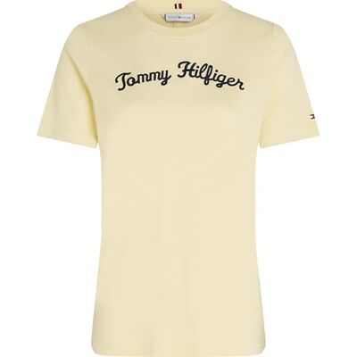 Tommy Hilfiger Dam Reg Script C-nk Ss S/S T-shirt, Citronskal, XXS Tommy Hilfiger Dam Reg Script C-nk Ss S/S T-shirt, Citronskal, XXS