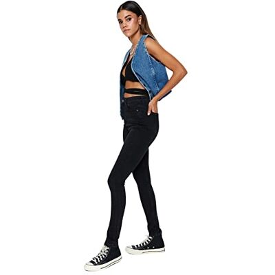 Trendyol Dam hög midja skinny fit skinny jeans, svart, 42, Svart, 68 SE Trendyol Dam hög midja skinny fit skinny jeans, svart, 42, Svart, 68 SE