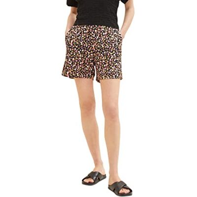 TOM TAILOR Denim Dam 1036855 Bermuda shorts, 31952-svart blomtryck, XS, 31952 – Svart blomtryck, XS TOM TAILOR Denim Dam 1036855 Bermuda shorts, 31952-svart blomtryck, XS, 31952 – Svart blomtryck, XS