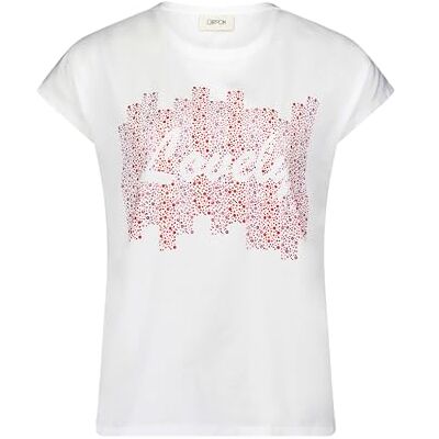 Cartoon Tecknad dam-t-shirt, Patch Cream/röd, 38 Cartoon Tecknad dam-t-shirt, Patch Cream/röd, 38