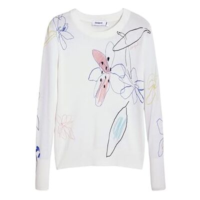 Desigual Designuell dam kvinna platt stickad tunn mätare pullover vit Desigual Designuell dam kvinna platt stickad tunn mätare pullover vit