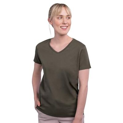 HRM dam F Luxury V-hals T-shirt, OLIV, L HRM dam F Luxury V-hals T-shirt, OLIV, L